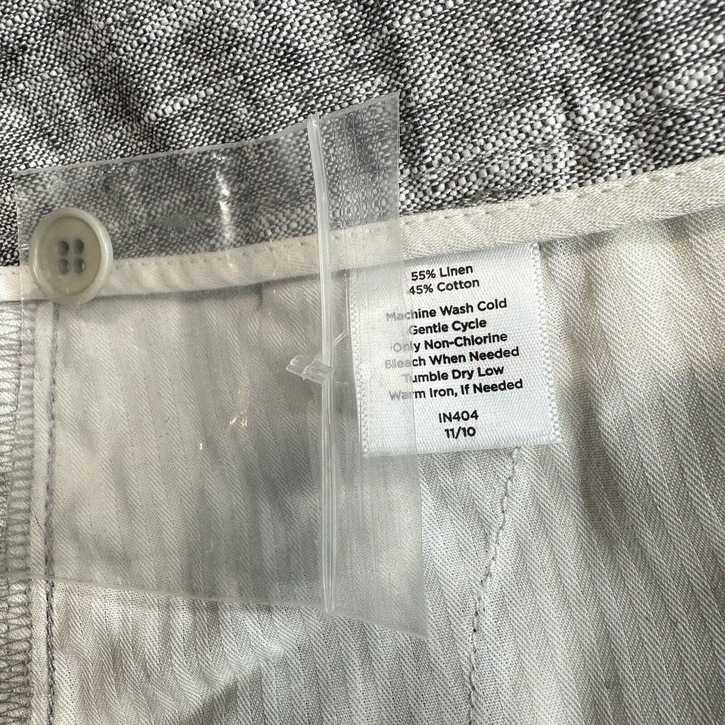 Talbots Shorts Womens 14 Petite Gray Linen/Cotton Cuffed Neutral W/Belt NEW
