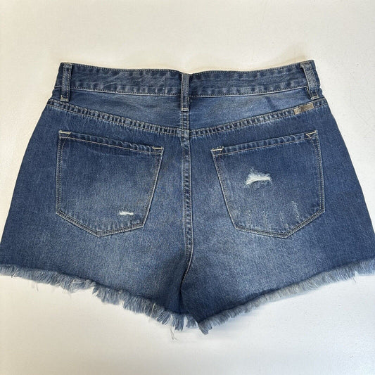 Kancan Shorts Womens 9 28 High Rise Denim Blue Jean Distress Cotton Fray Grunge
