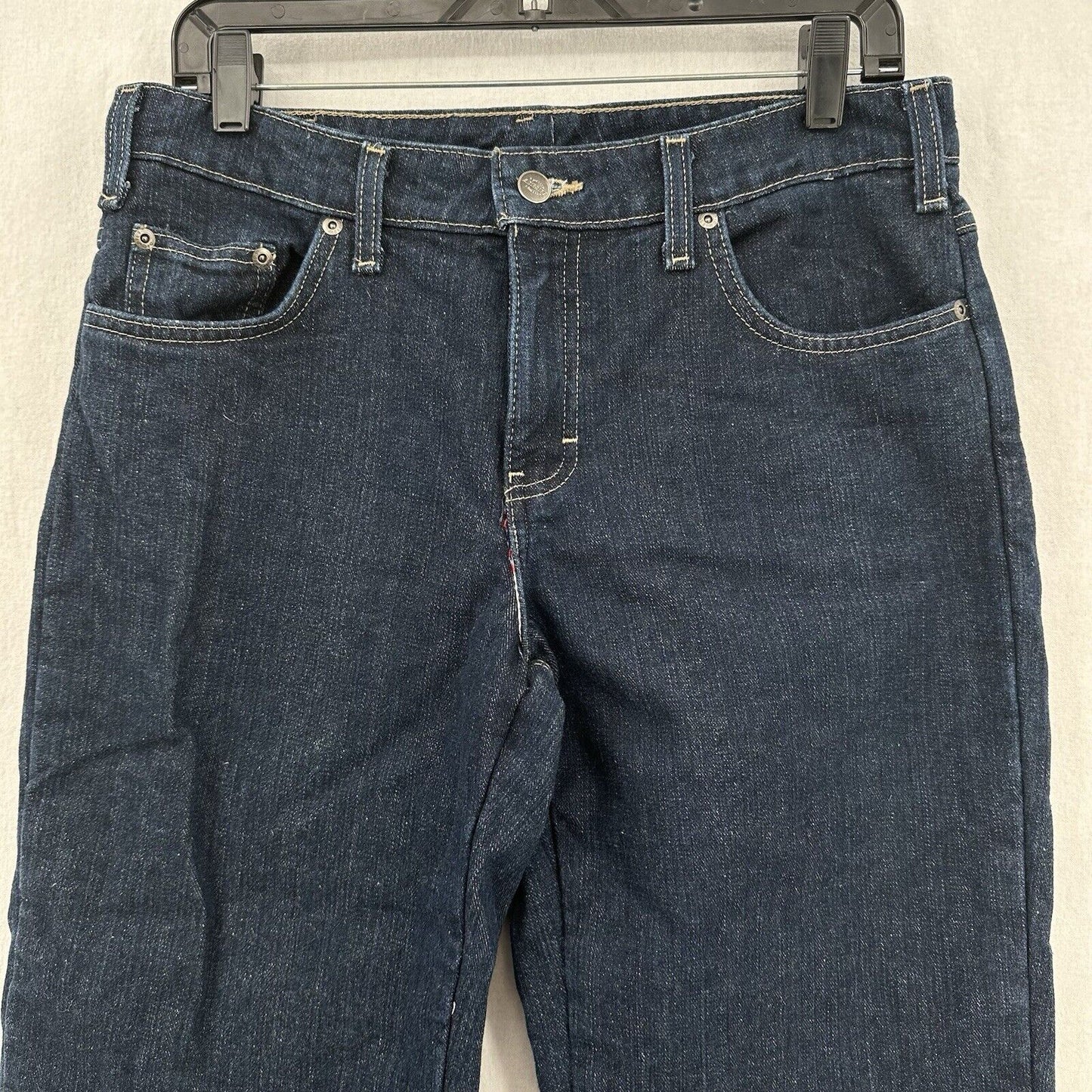 Dickies Flannel Lined Jeans Women 8 Relaxed Fit Straight Blue Denim Plaid Hemmed