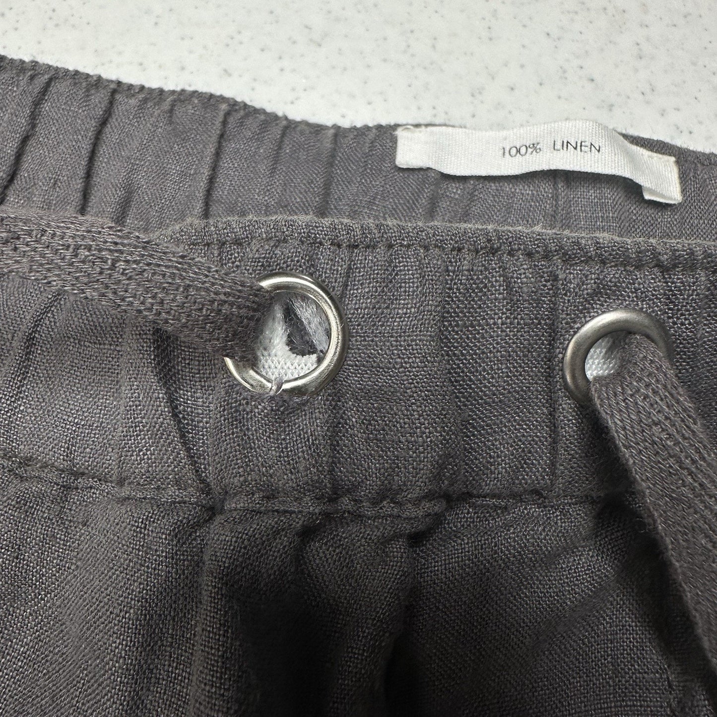 Nicole Miller Pants Womens Large Linen Cargo Jogger Gray Pull On Coastal Beach