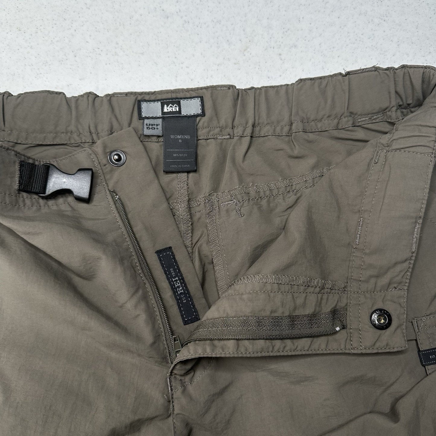 REI Pants Womens 8 Convertible Cargo Hiking Zip Off Shorts Nylon UPF Quick Dry