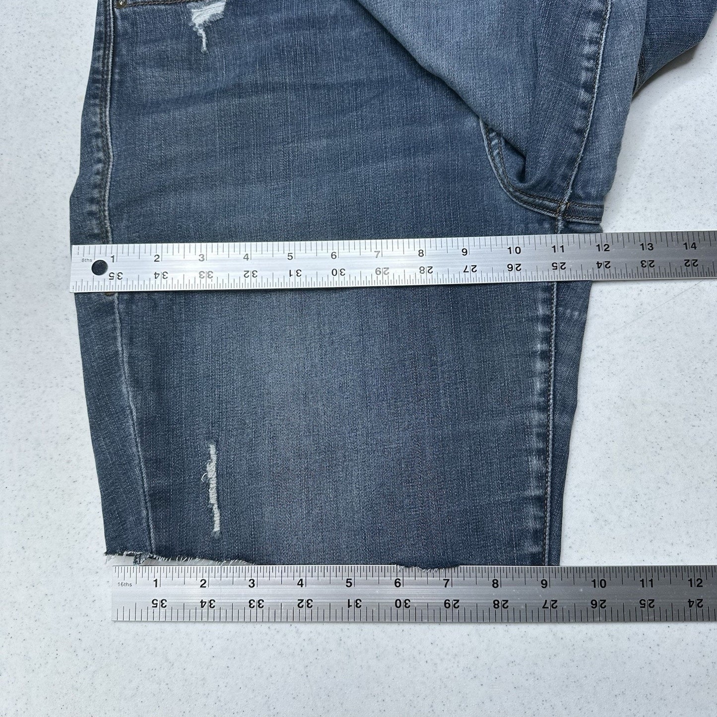Lularoe Shorts Womens 32 US 14 Skinny Bermuda Cut Off Blue Denim Tummy Panel