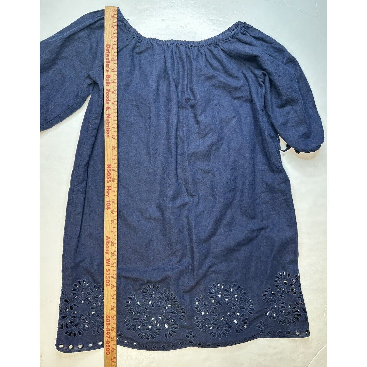 J Crew Dress Medium Navy Blue Linen Cotton Lightweight Womens Coastal Beachy