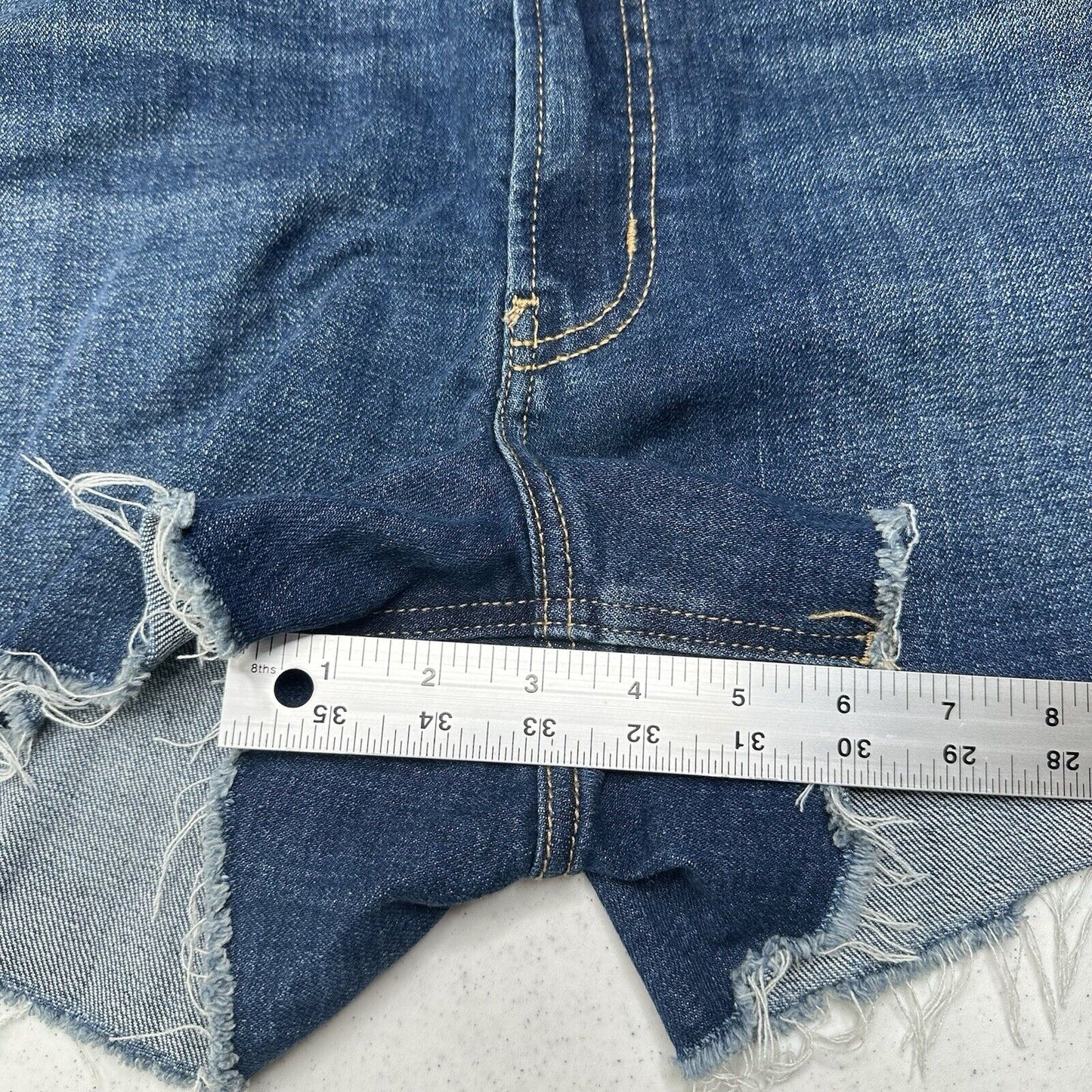 Old Navy Shorts Womens 18 OG Straight High Rise Blue Stretch Denim Jean Fray NEW
