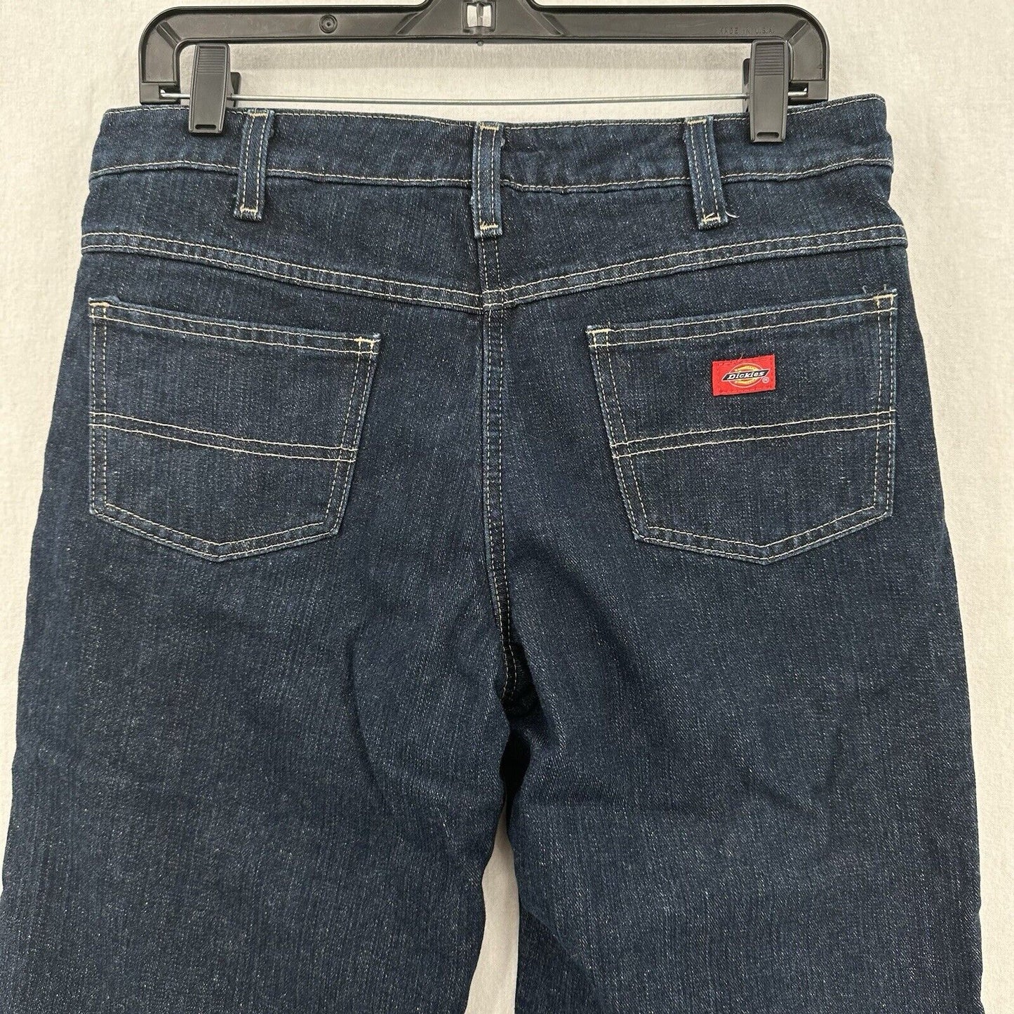 Dickies Flannel Lined Jeans Women 8 Relaxed Fit Straight Blue Denim Plaid Hemmed