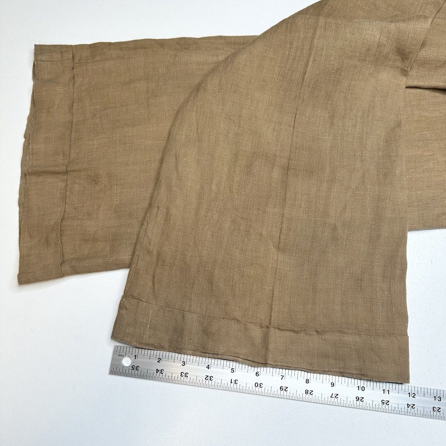 Vince Pants Womens 10 Linen Brown Wide Flare Trouser Relaxed Coastal Beach *Flaw
