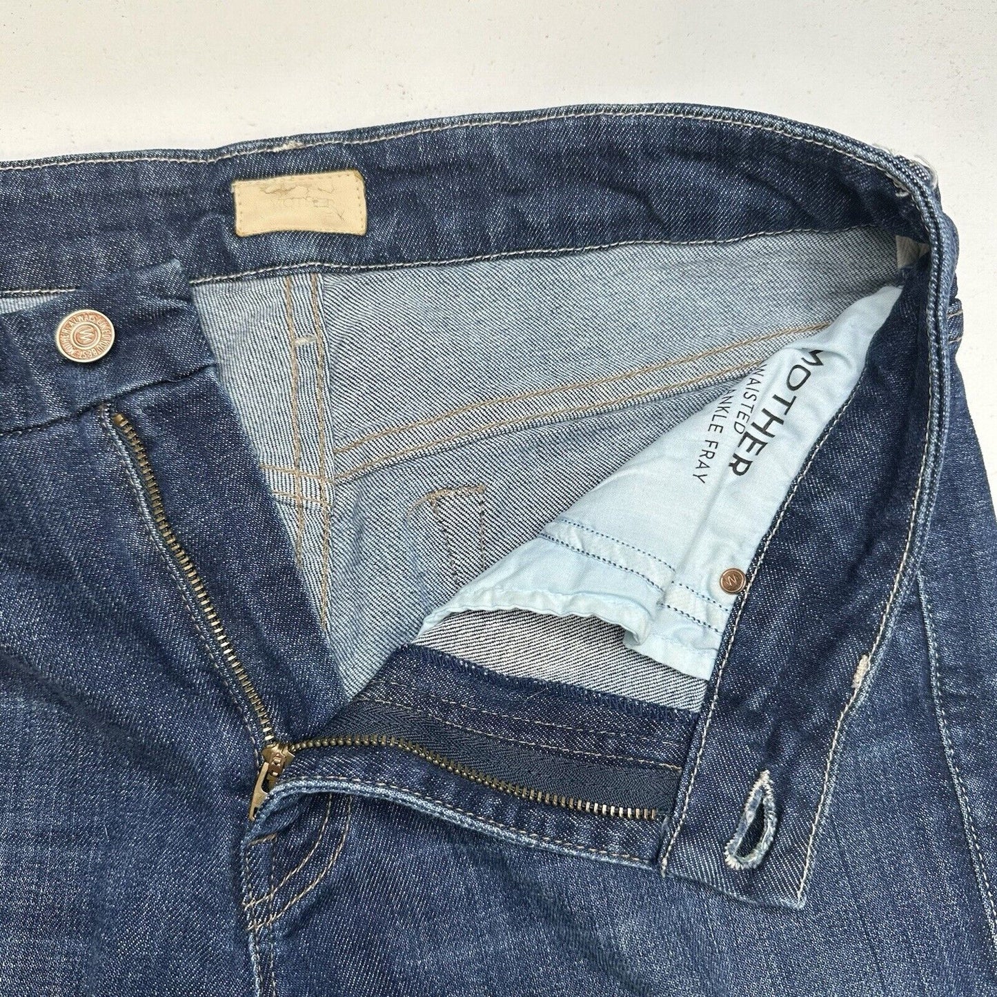 Mother Jeans Womens 29 High Waisted Ankle Fray Blue Denim Clean Sweep Dark Wash