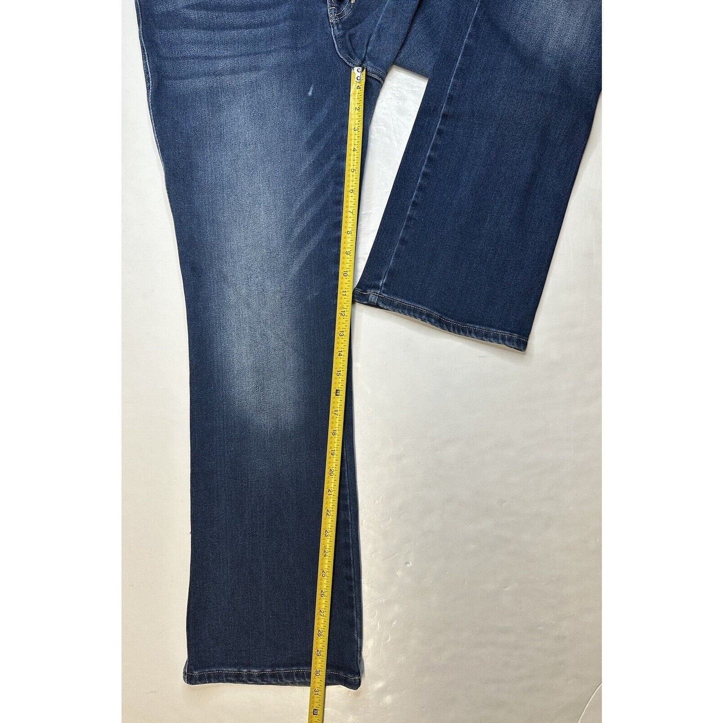 Kancan Jeans Womens 32 Bootcut High Rise Button Fly Blue Stretch Denim Dark Wash