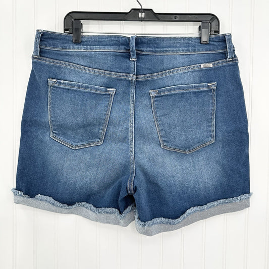 Kancan Shorts Womens 16W Cuffed Blue Denim Jean 4" Stretch Comfort Fringe EUC