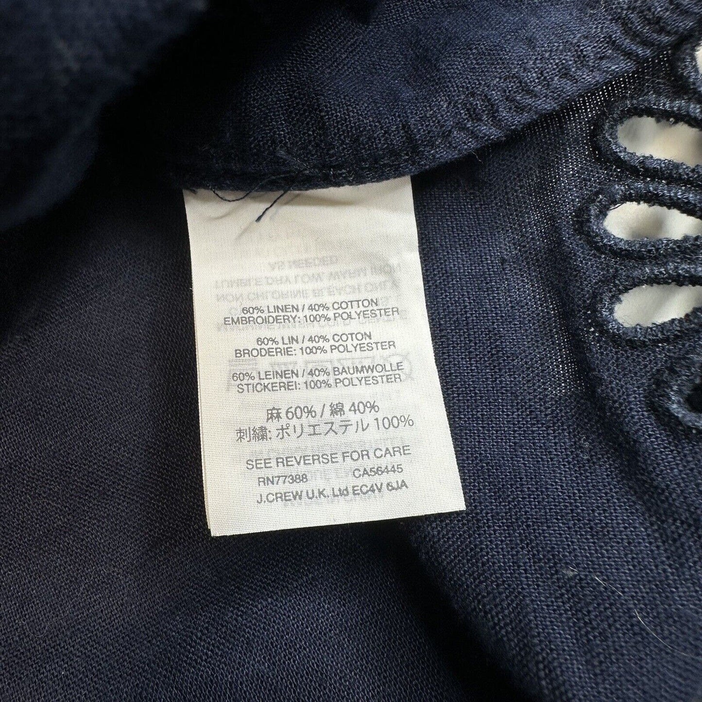 J Crew Dress Medium Navy Blue Linen Cotton Lightweight Womens Coastal Beachy