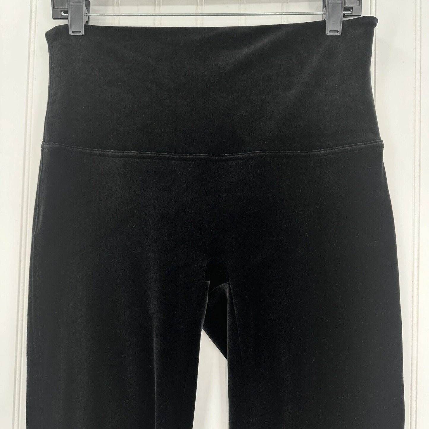 Spanx Leggings Womens 1X Black Velvet Pants Pull On Slimming Goth Emo Y2K EUC