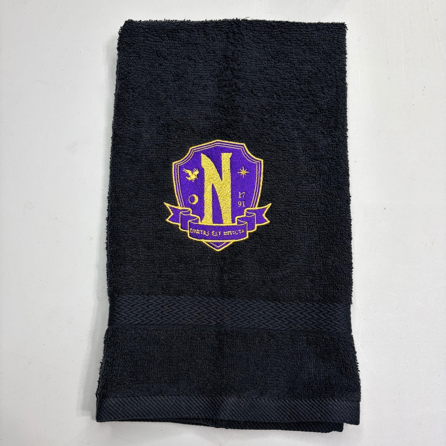 Wednesday Nevermore Towels Embroidered Hand Towel Bathroom Home Decor Addams Family Goth Witch Magic Halloween