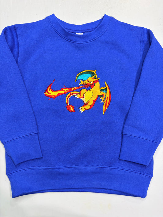 Pokemon Charizard Embroidered TODDLER Crewneck Sweatshirt Swoosh