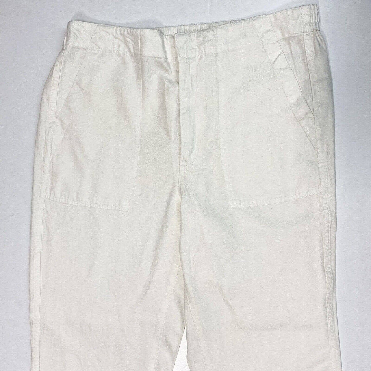 J Crew Seaside Crop Pants Sz 12 Hi-Rise Lyocell Off White Casual Ankle Crop NWT
