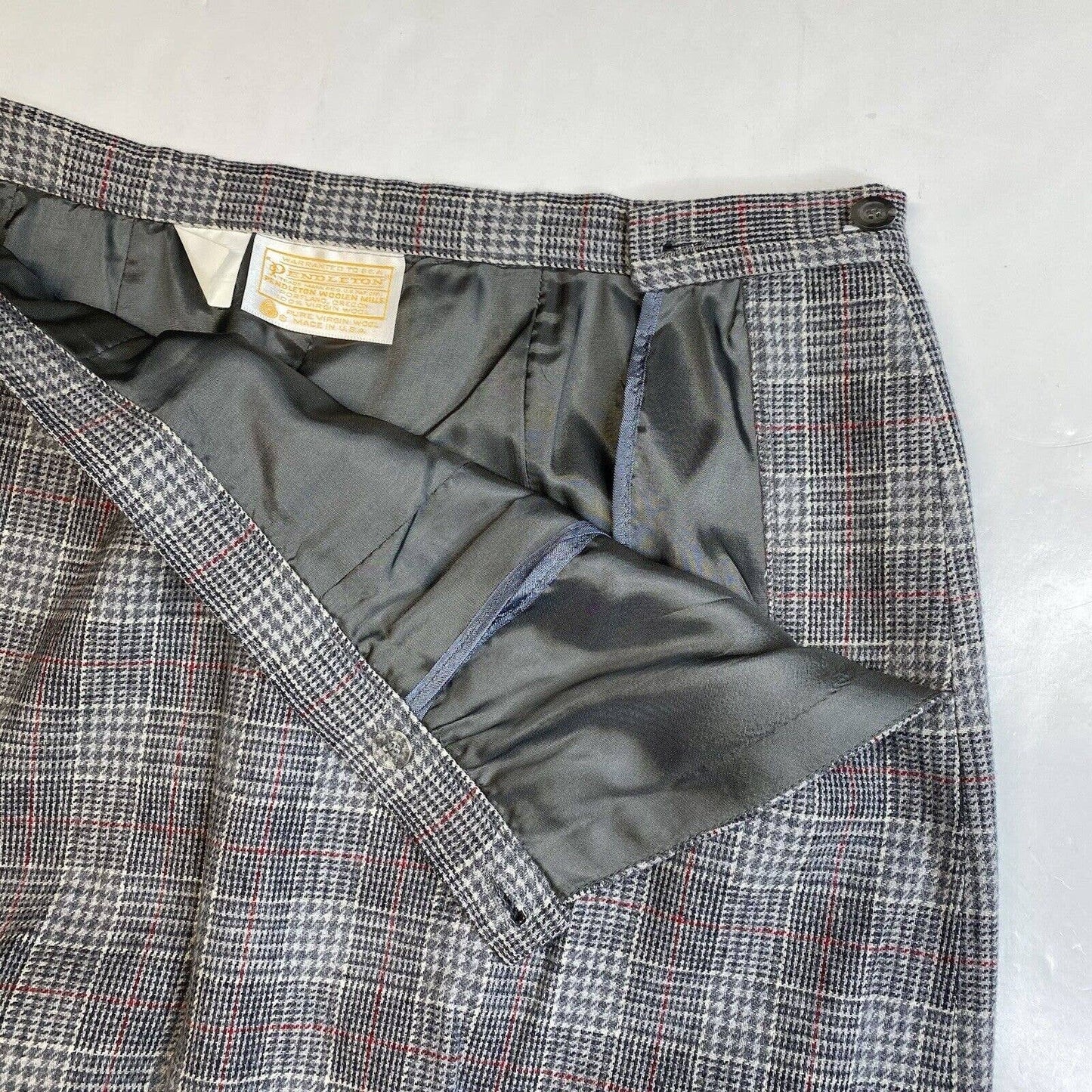 Vintage Pendleton Wool Midi Skirt 16 Gray Glen Plaid Houndstooth See Measurement