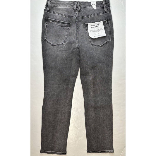 Good American Good Legs Stove Pipe Jeans 14/32 High Rise Gray Black Denim NEW