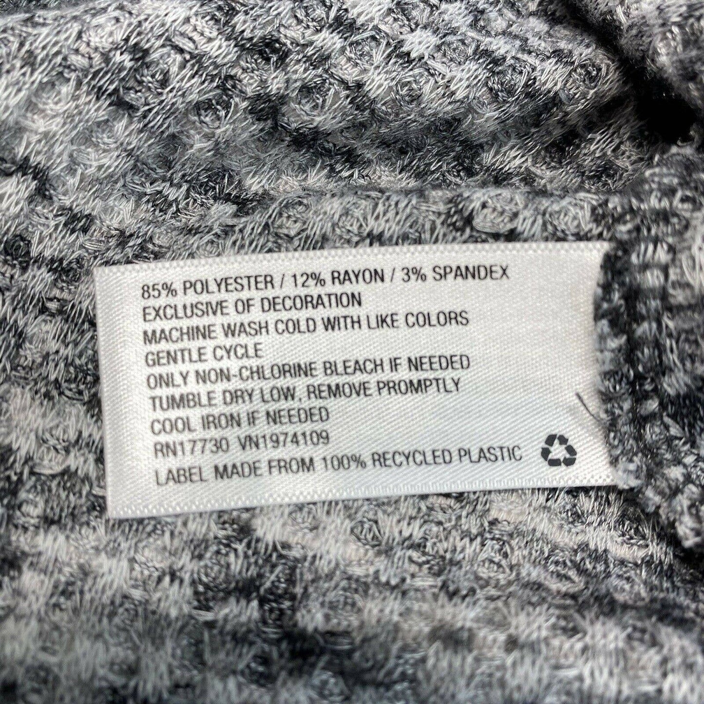 Knox Rose V-Neck Waffle Knit Top XXL Gray Long Sleeve Soft Stretchy Shirt EUC