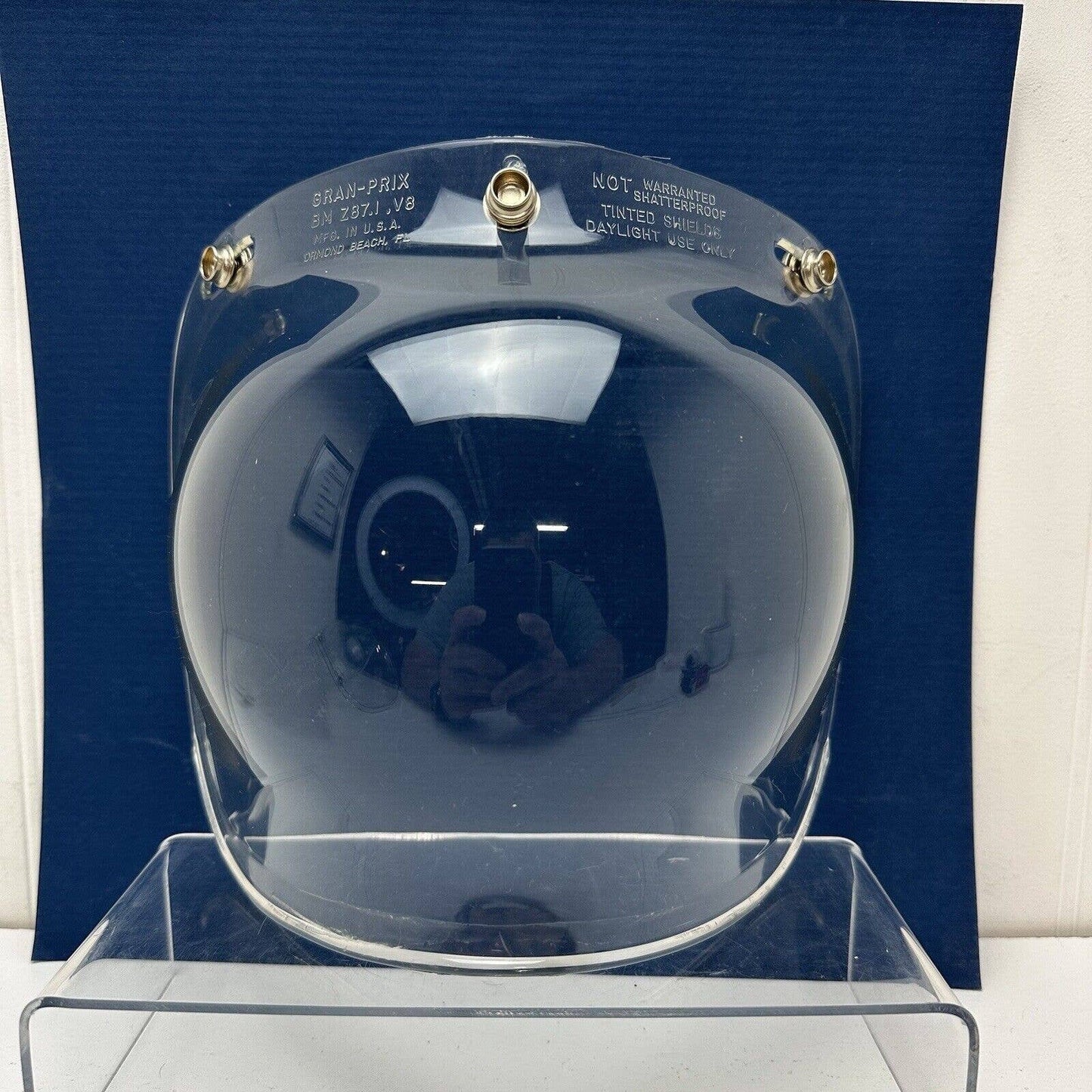 NEW Vintage Gran-Prix Retro Clear Bubble 3 Snap Helmet Shield Visor NOS