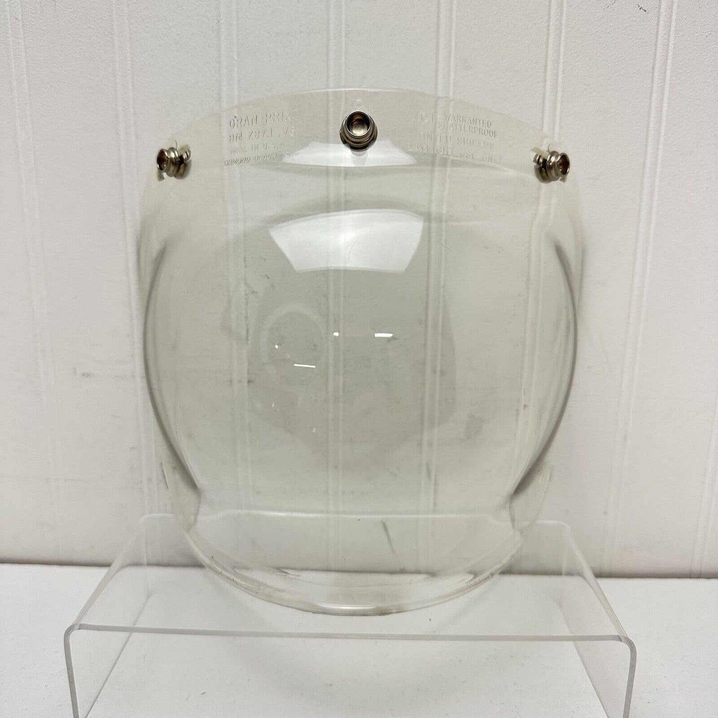NEW Vintage Gran-Prix Retro Clear Bubble 3 Snap Helmet Shield Visor NOS