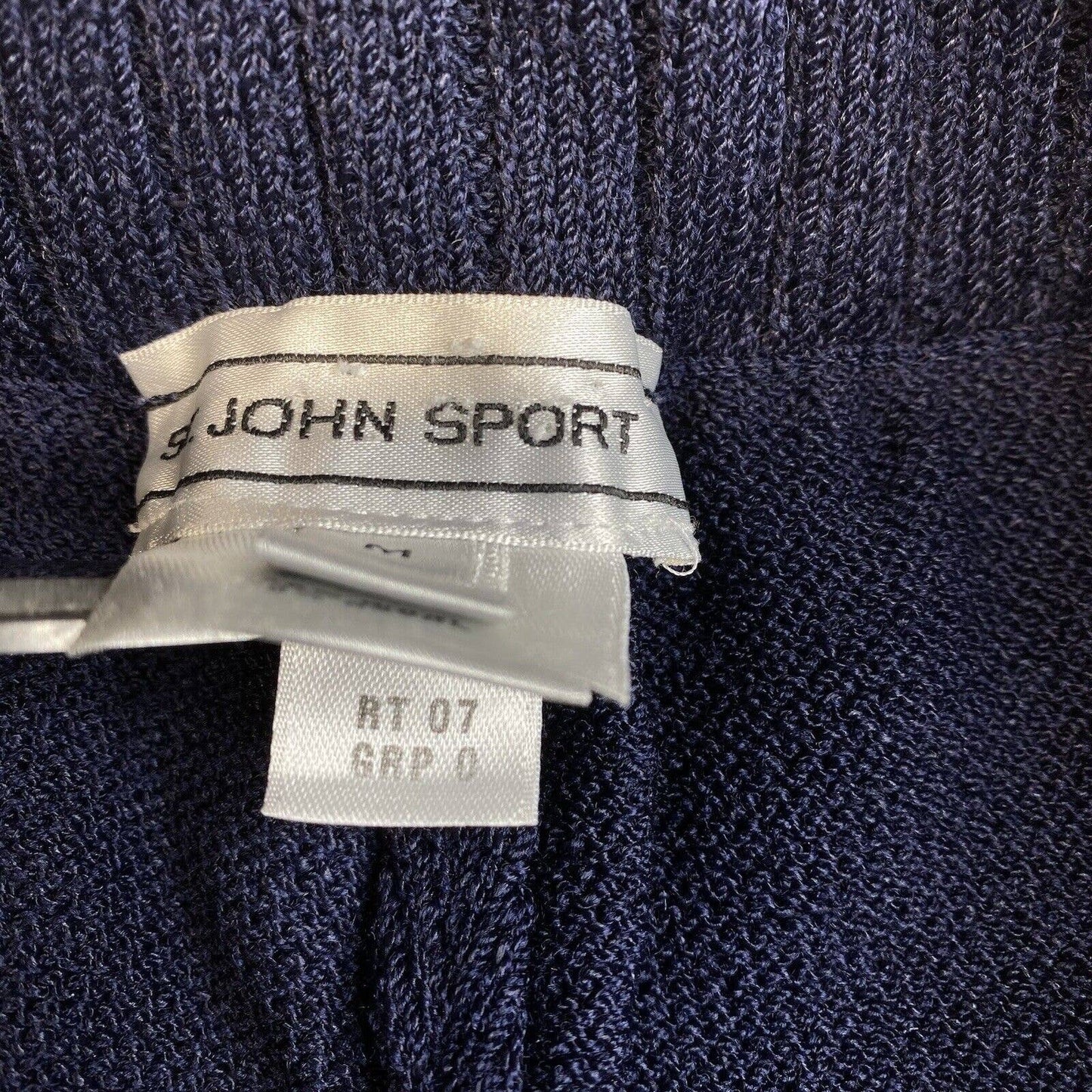 St John Sport Santana Knit Wide Leg Pant Medium Wool Blend Navy Blue Pull On EUC