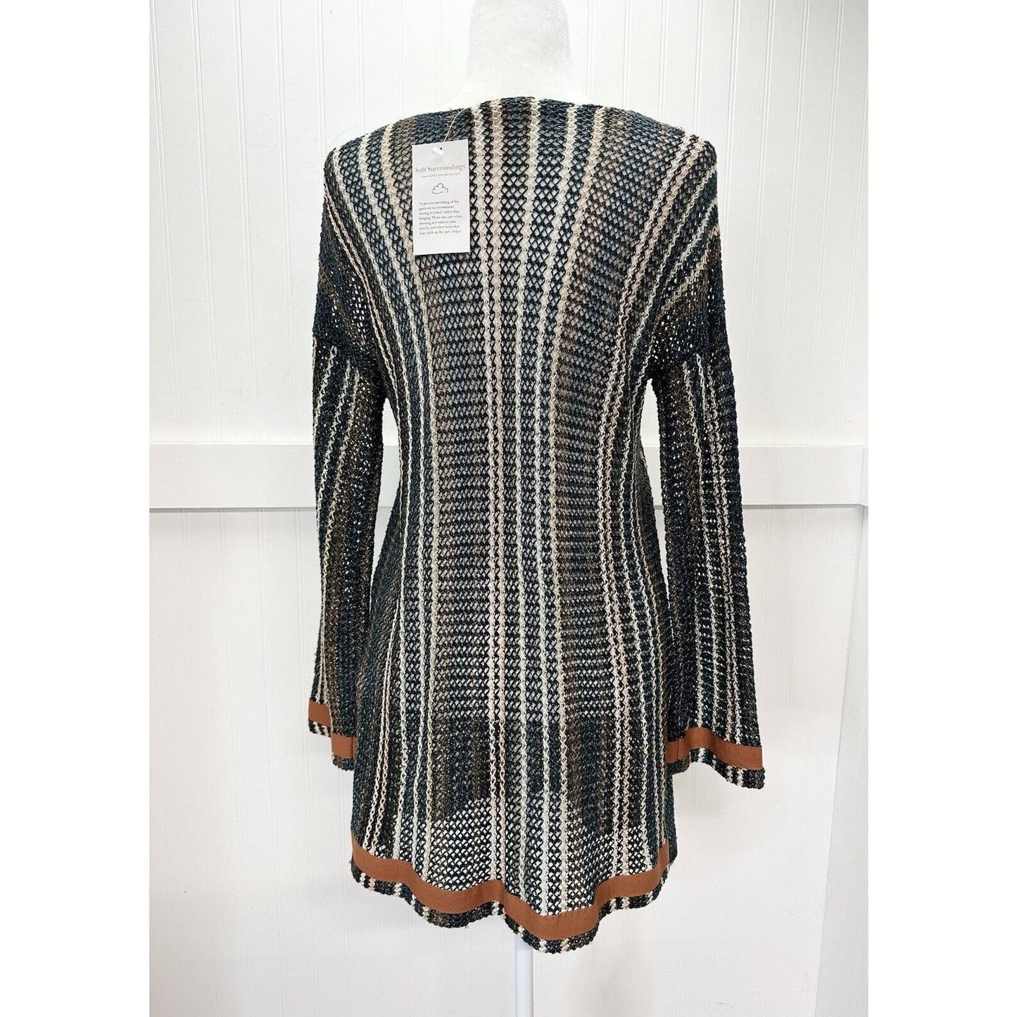 Soft Surroundings Open Knit Tunic Sweater Sz Medium Netting Beach Pullover NEW
