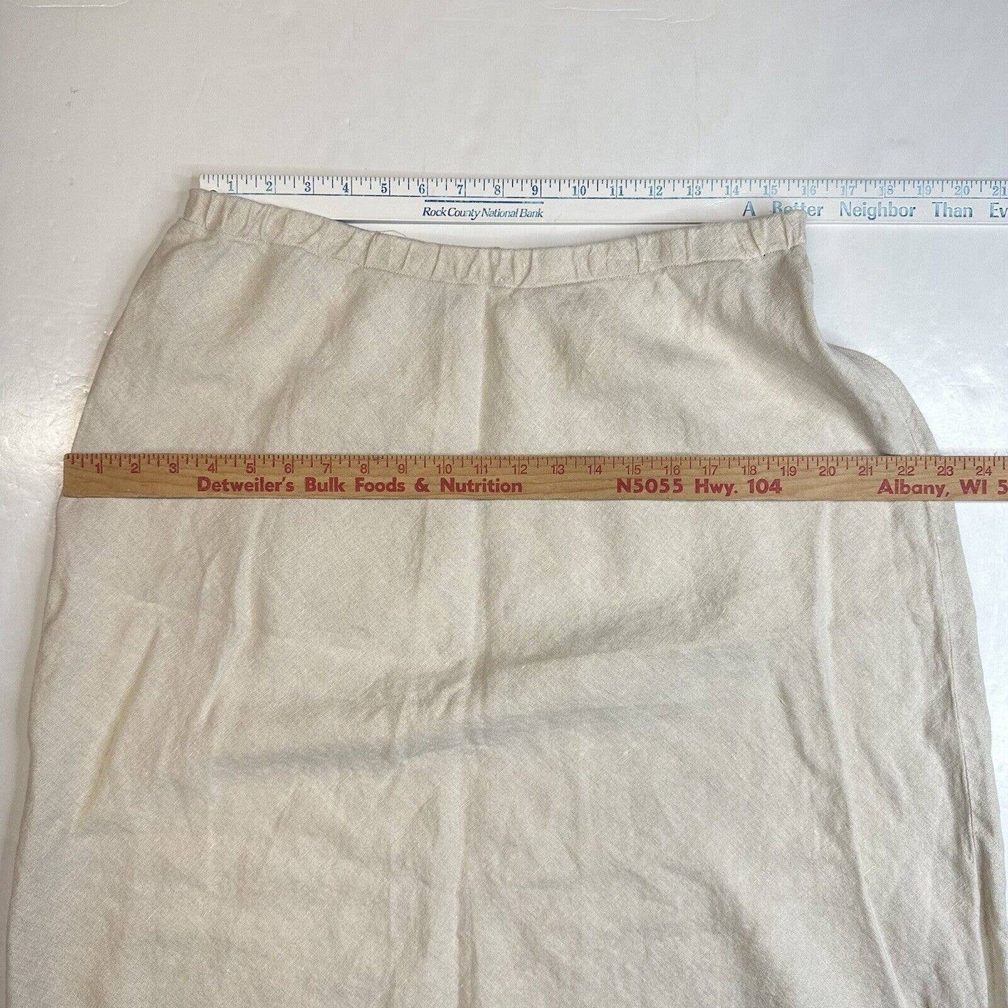 Lands End 100% Linen A-Line Skirt Womens 18W Neutral Beige Side Zip Plus Size