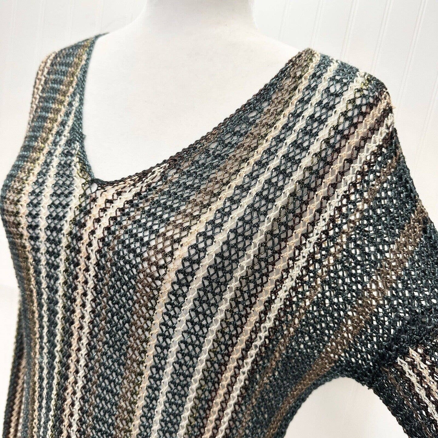 Soft Surroundings Open Knit Tunic Sweater Sz Medium Netting Beach Pullover NEW
