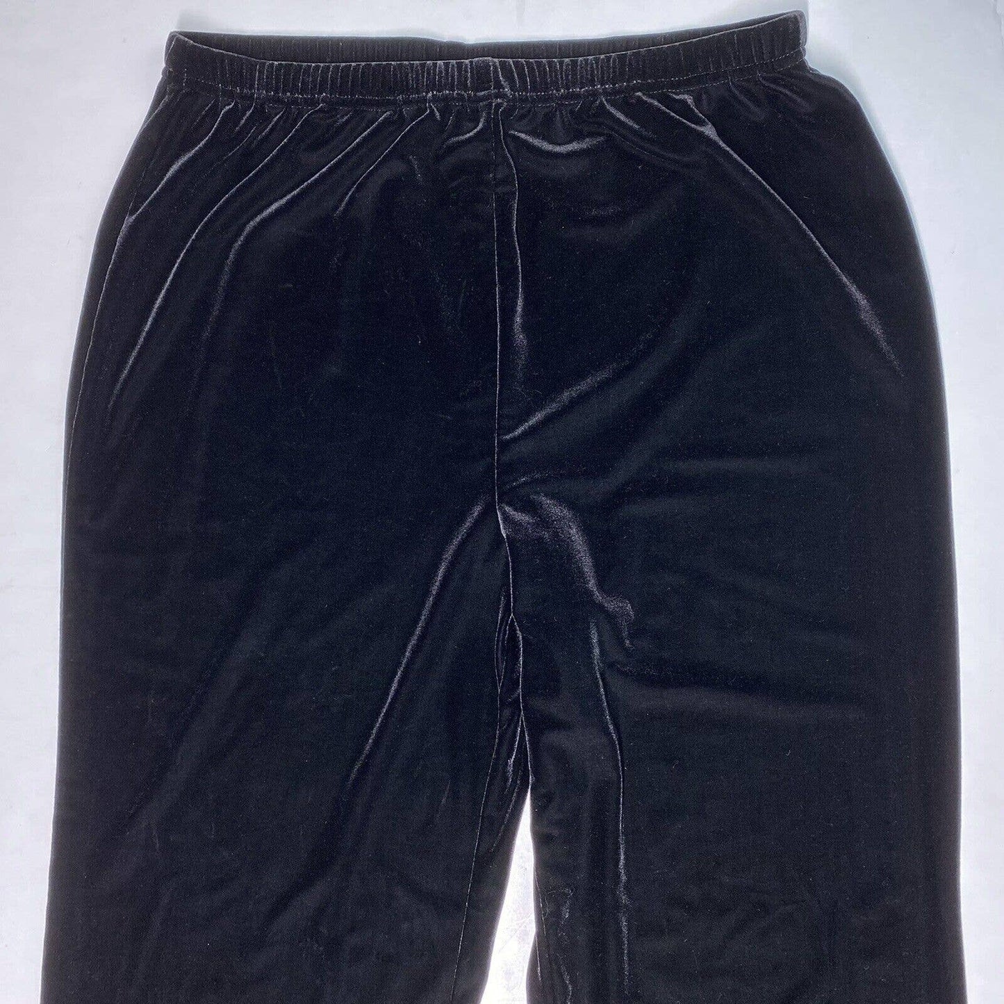 Vintage Cachet Velvet Wide Leg Pants Sz 16 Black Pull On Casual Made In USA