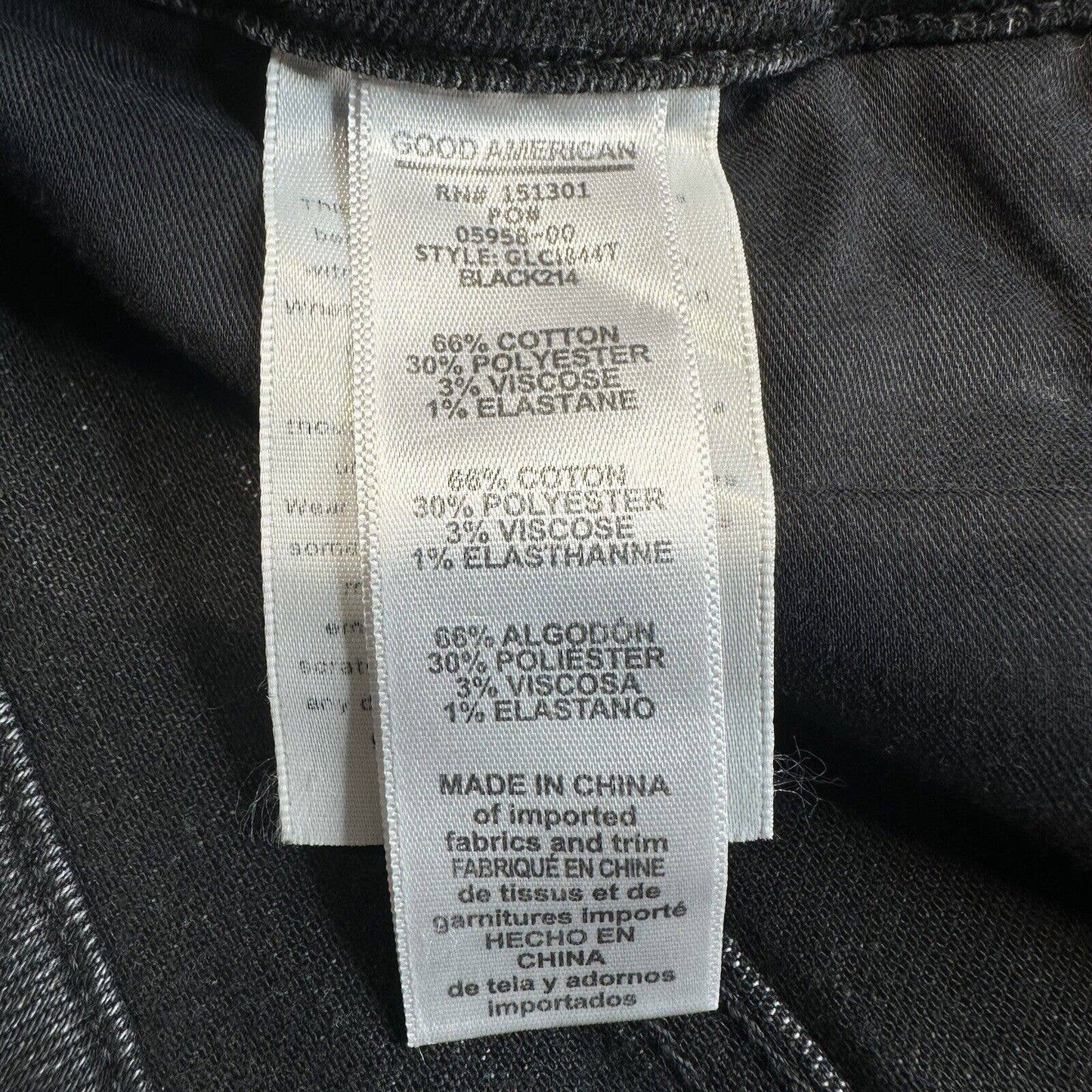Good American Good Legs Stove Pipe Jeans 14/32 High Rise Gray Black Denim NEW