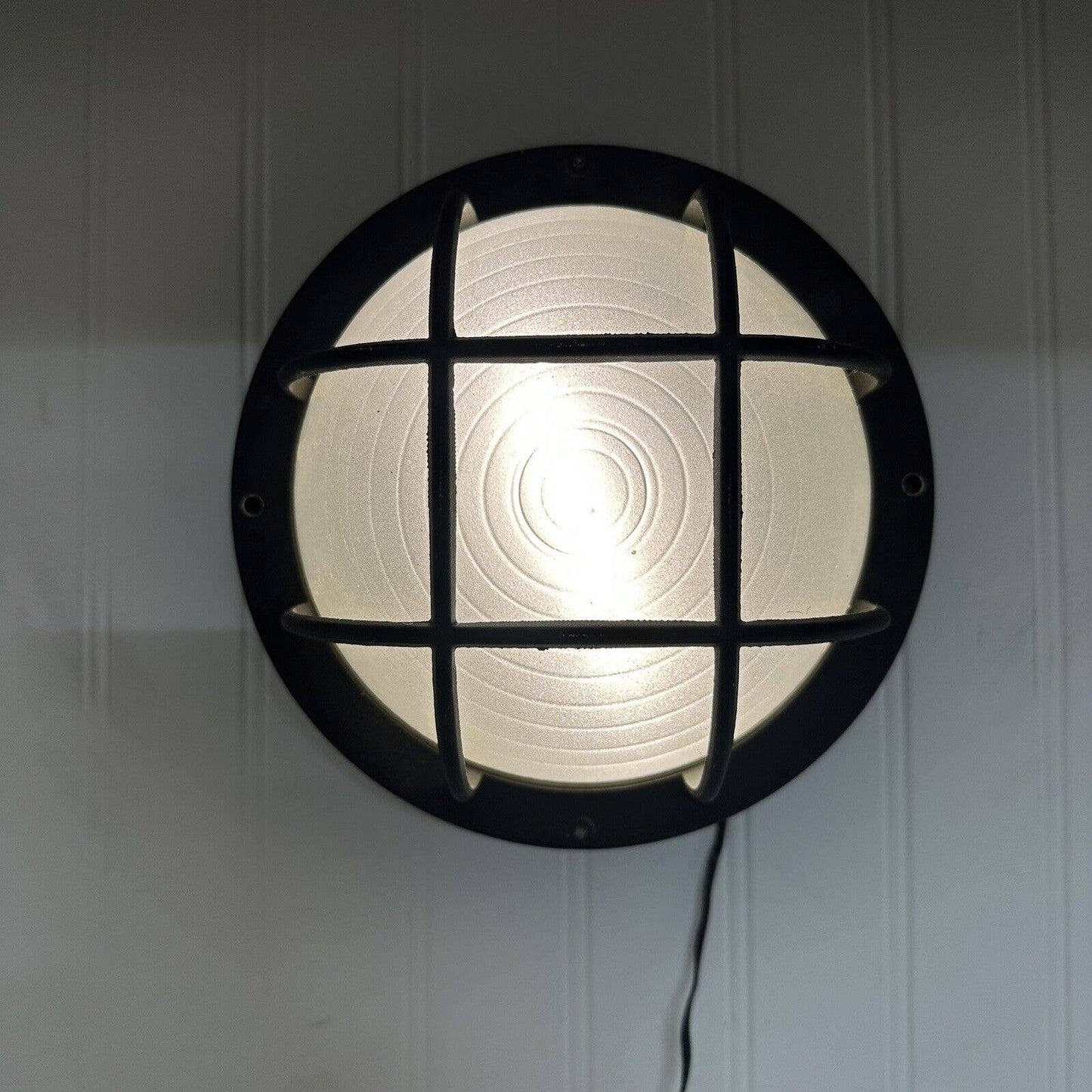 Minispotlight.com 12v 8” Round Caged Light Warm White Haunted House No Box