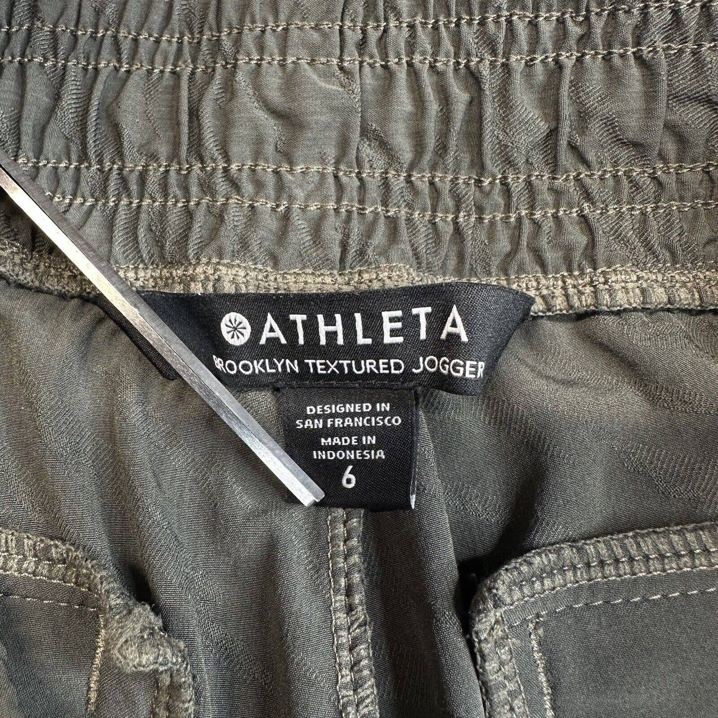 Athleta Brooklyn Textured Jogger Womens 6 Green High Rise Pull On Pants *Flaw
