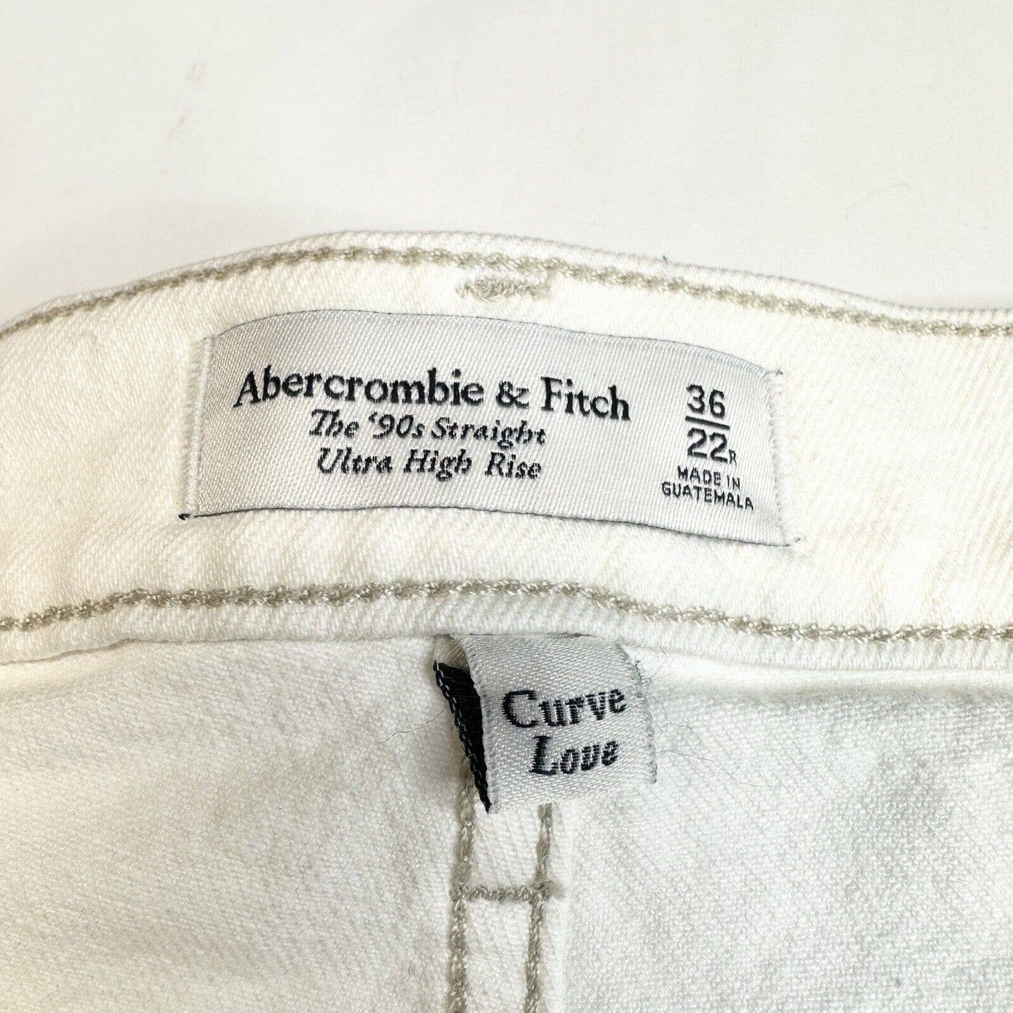 Abercrombie Fitch 90s Straight Ultra High Rise Curve Love Jeans 36/22 Cream NEW