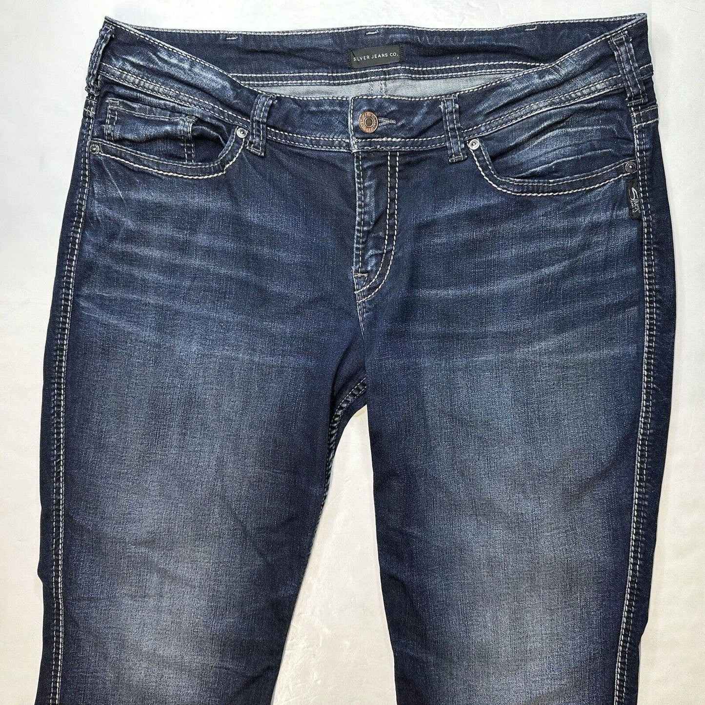 Silver Suki Slim Boot Jeans 18 Curvy Midrise Stretch Denim Blue Bootcut Plus