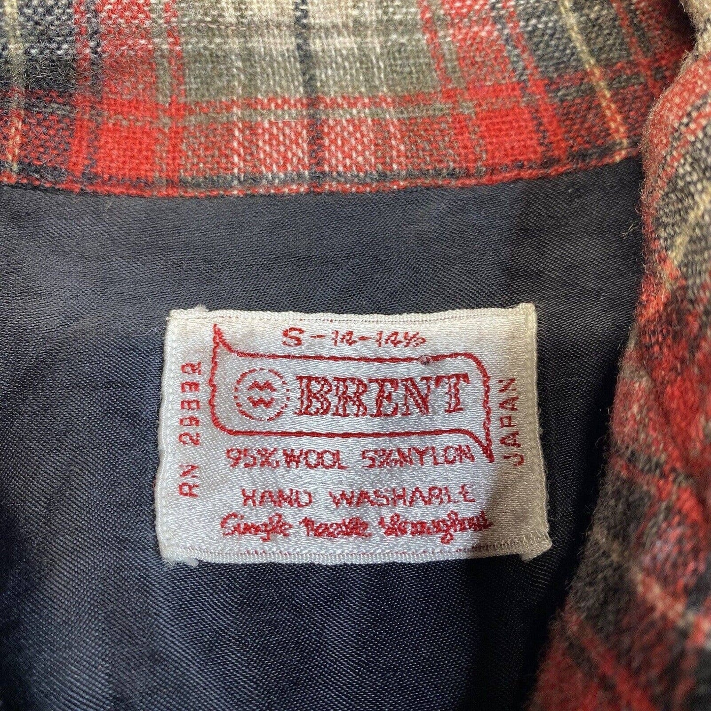 Vintage Brent Wool Blend Shacket Mens Small Red Plaid Long Sleeve Buttons Japan