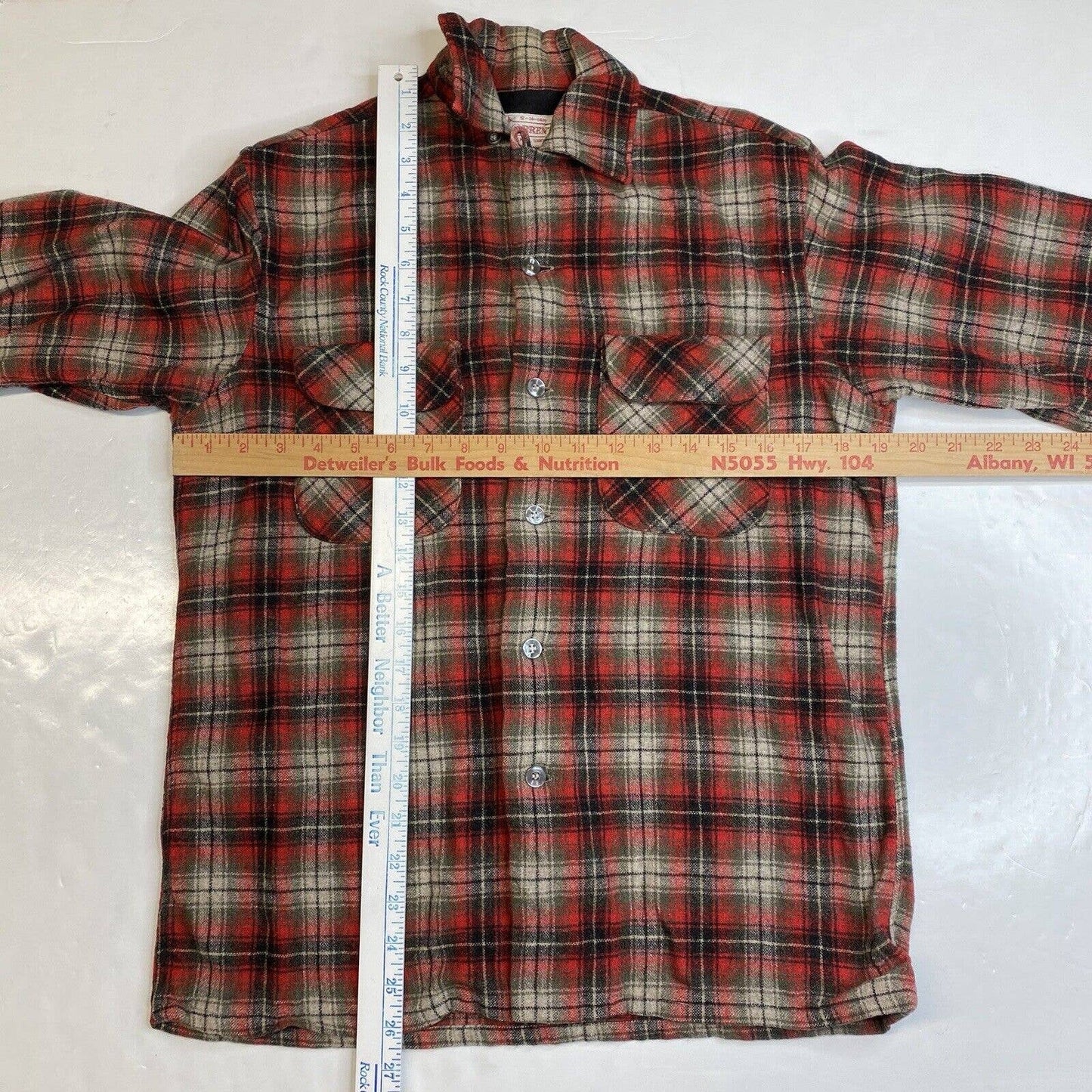 Vintage Brent Wool Blend Shacket Mens Small Red Plaid Long Sleeve Buttons Japan