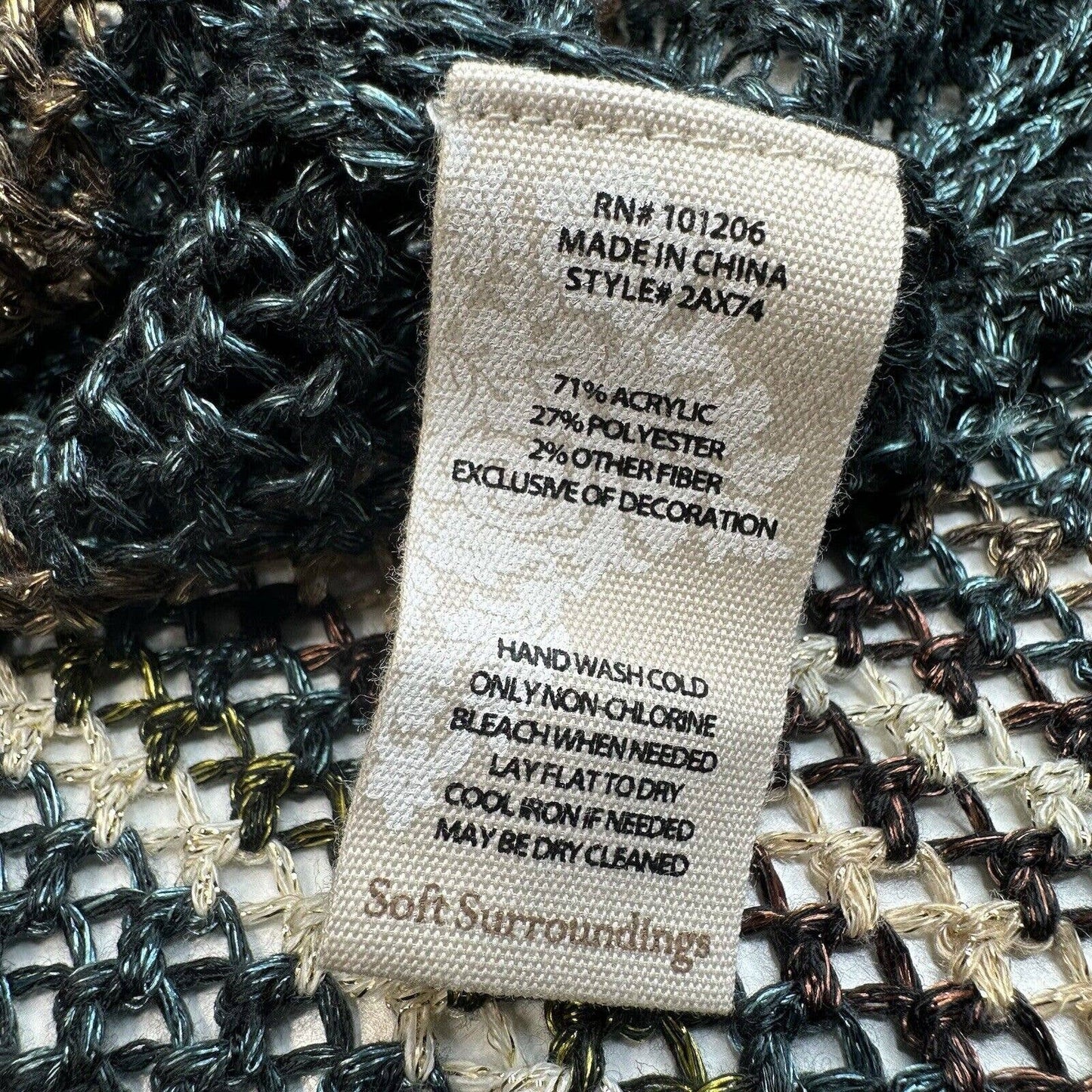 Soft Surroundings Open Knit Tunic Sweater Sz Medium Netting Beach Pullover NEW