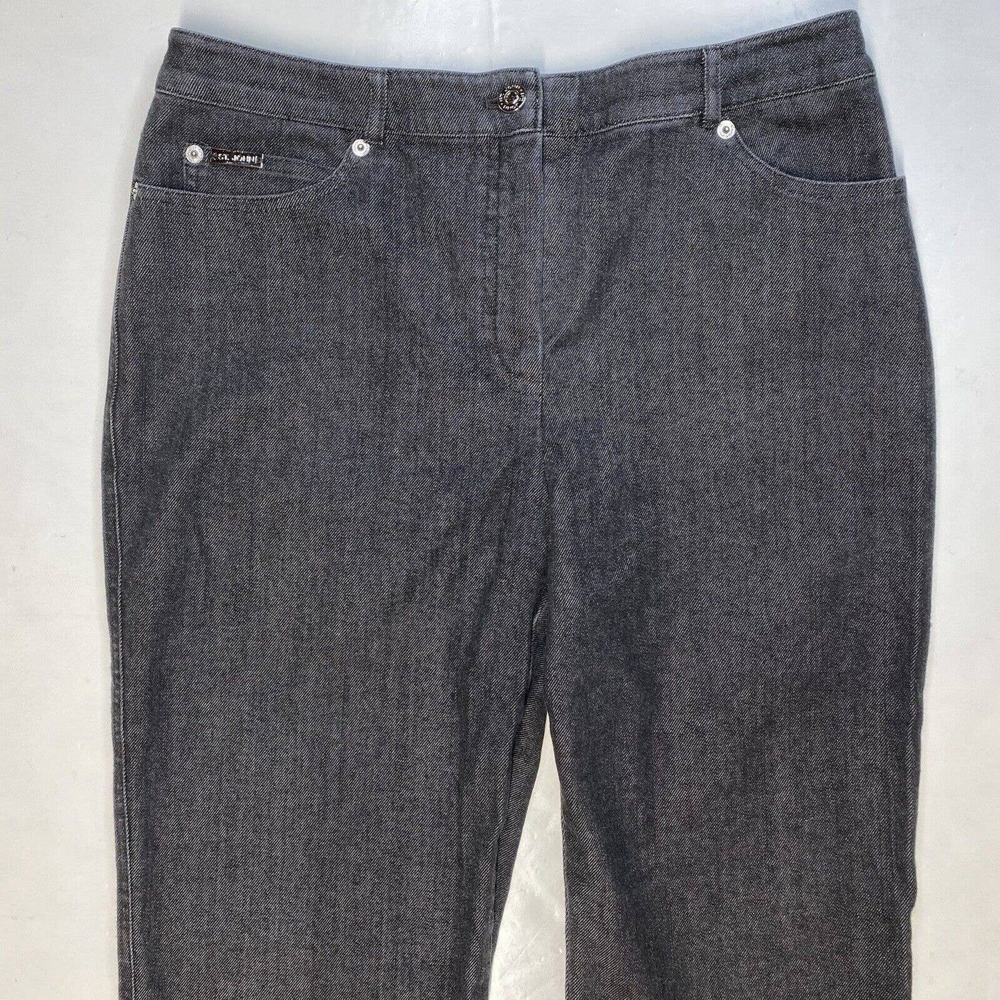 St. John Sport Straight Leg Jeans Sz 8 Womens High Rise Dark Gray Stretch Short