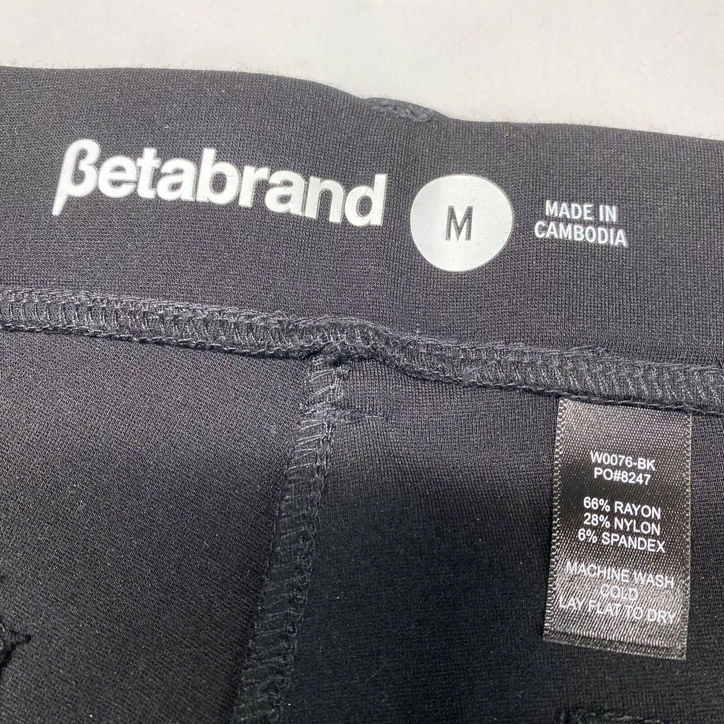 Betabrand Dress Pant Yoga Pants Sz Medium Black Pull On Stretch Straight Leg EUC
