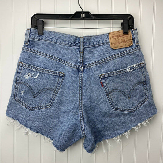 Levis 550 Cut Off Mom Shorts Sz 32 (30"Waist) Hi-Rise Denim Jean Distress Holes