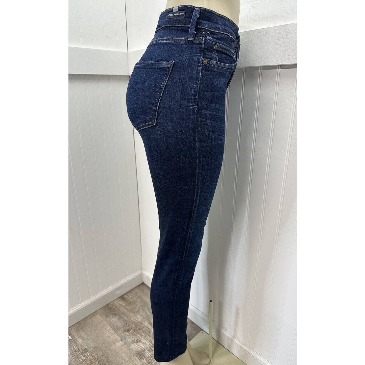 Citizens Of Humanity Rocket High Rise Skinny Ankle Jeans Sz 28 Blue Denim Fray