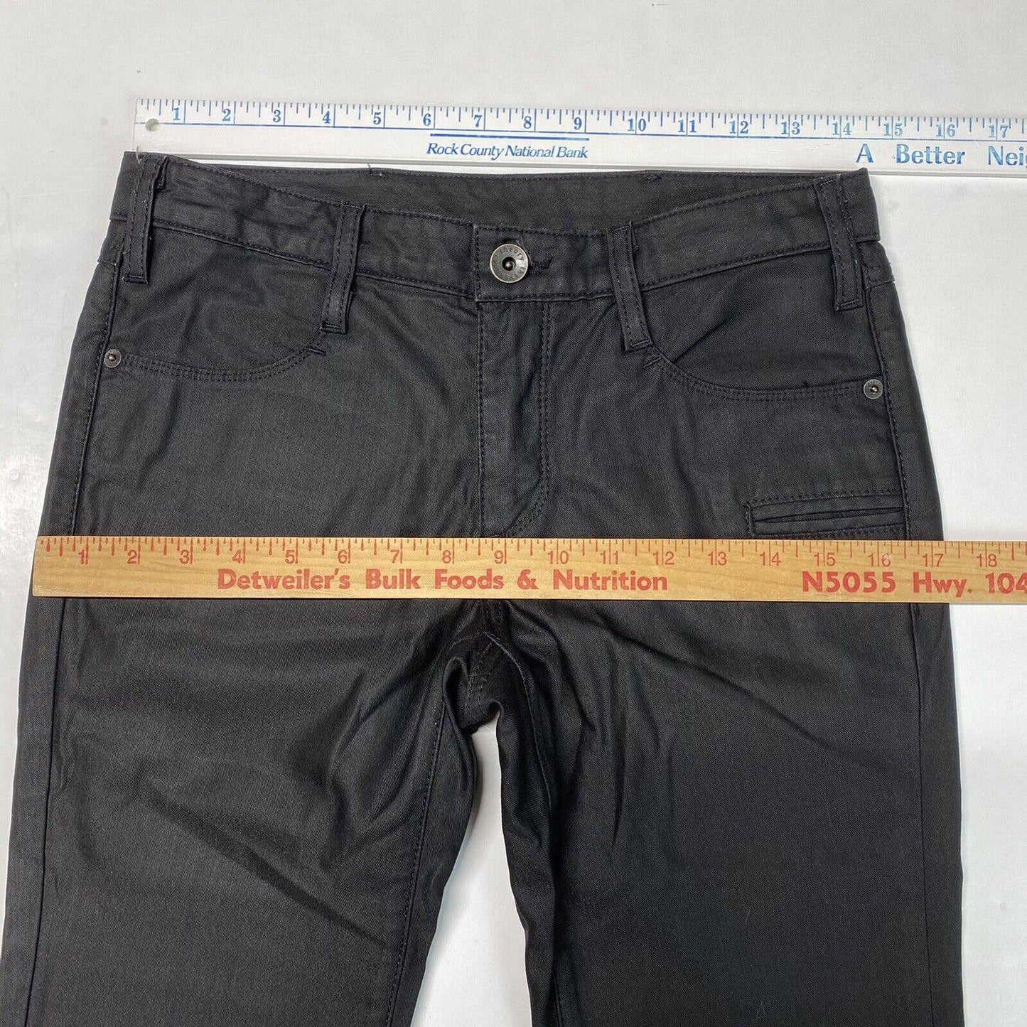 Theyskens Theory Coated Skinny Jeans Sz 27 Womens Lowrise Black Moto EUC