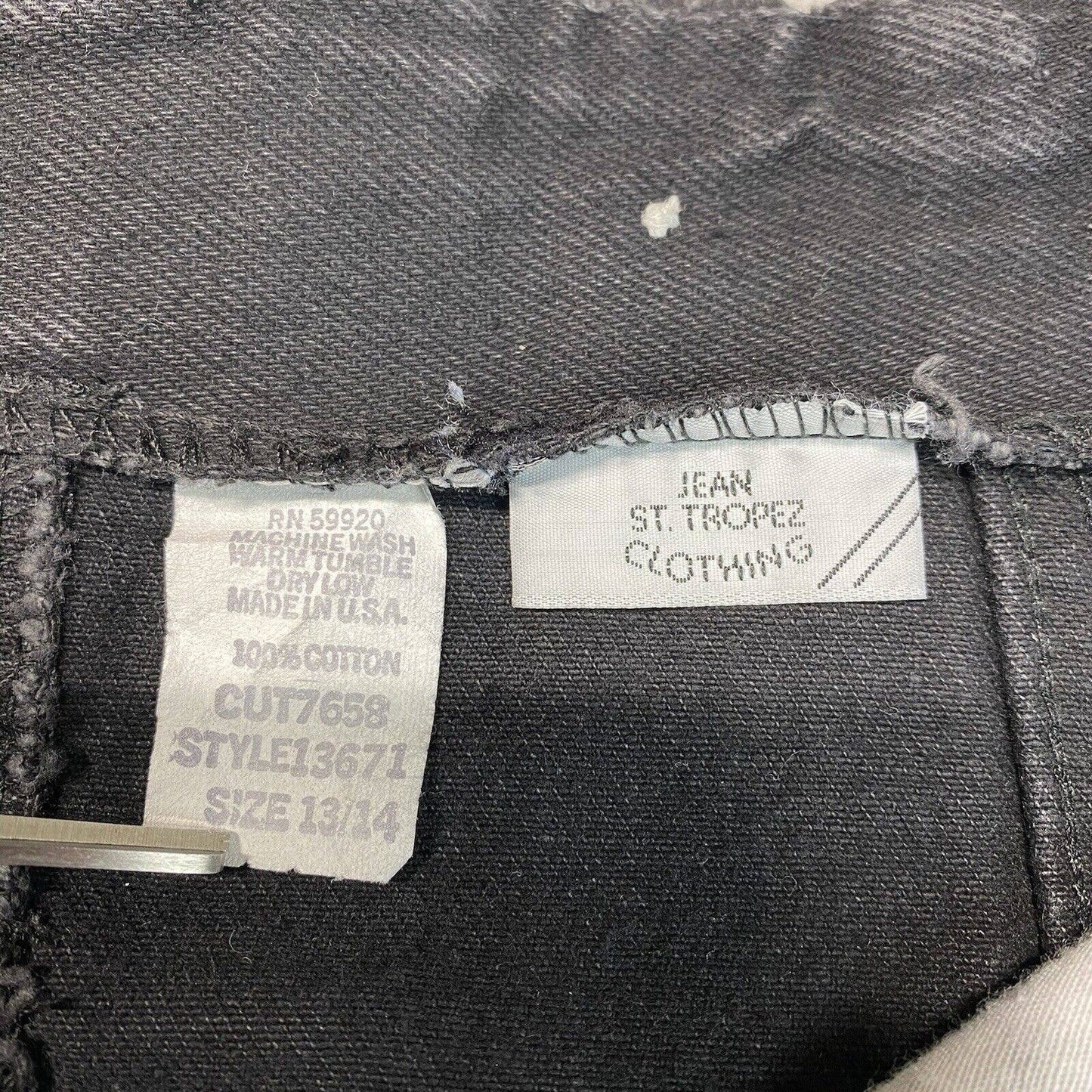 Vintage Jean St. Tropez Denim Skirt Sz 13/14 Black 100% Cotton *Measures Smaller