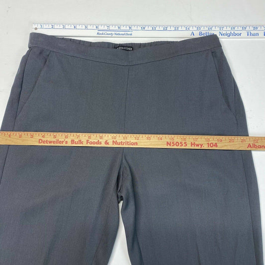 Eileen Fisher Tencel Tapered Leg Pants Sz Medium Dark Gray Textured Elastic EUC
