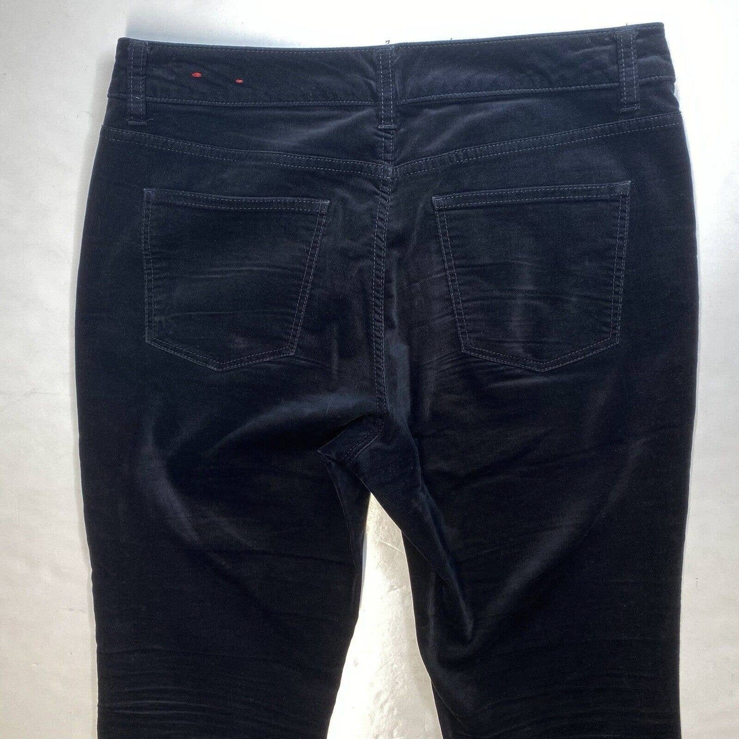 Talbots Curvy Tapered Slim Leg Black Velvet Jeans 8 Petite Womens Casual Pants