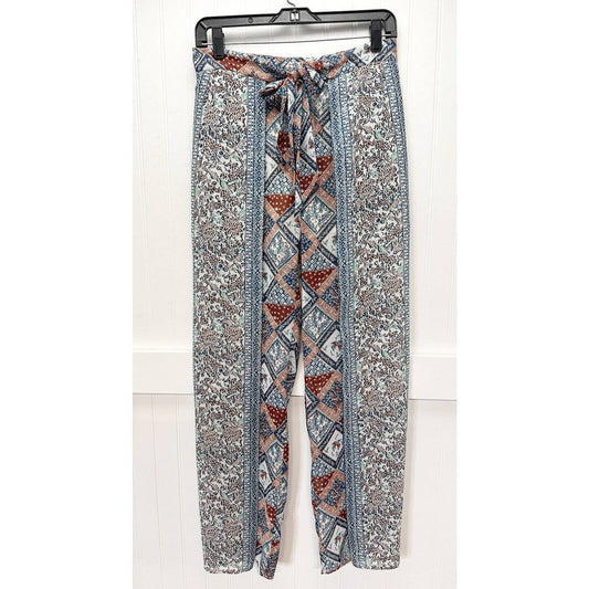 Elevenses Wide Leg Pants Sz 0 Seaflower Pattern Sheer Flowy Boho Anthropologie