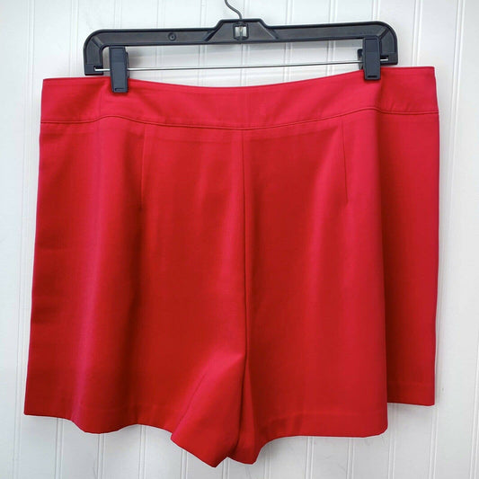 JLO Jennifer Lopez Pleated Shorts Sz 16 High Rise Neon Red/Pink Plus Size EUC