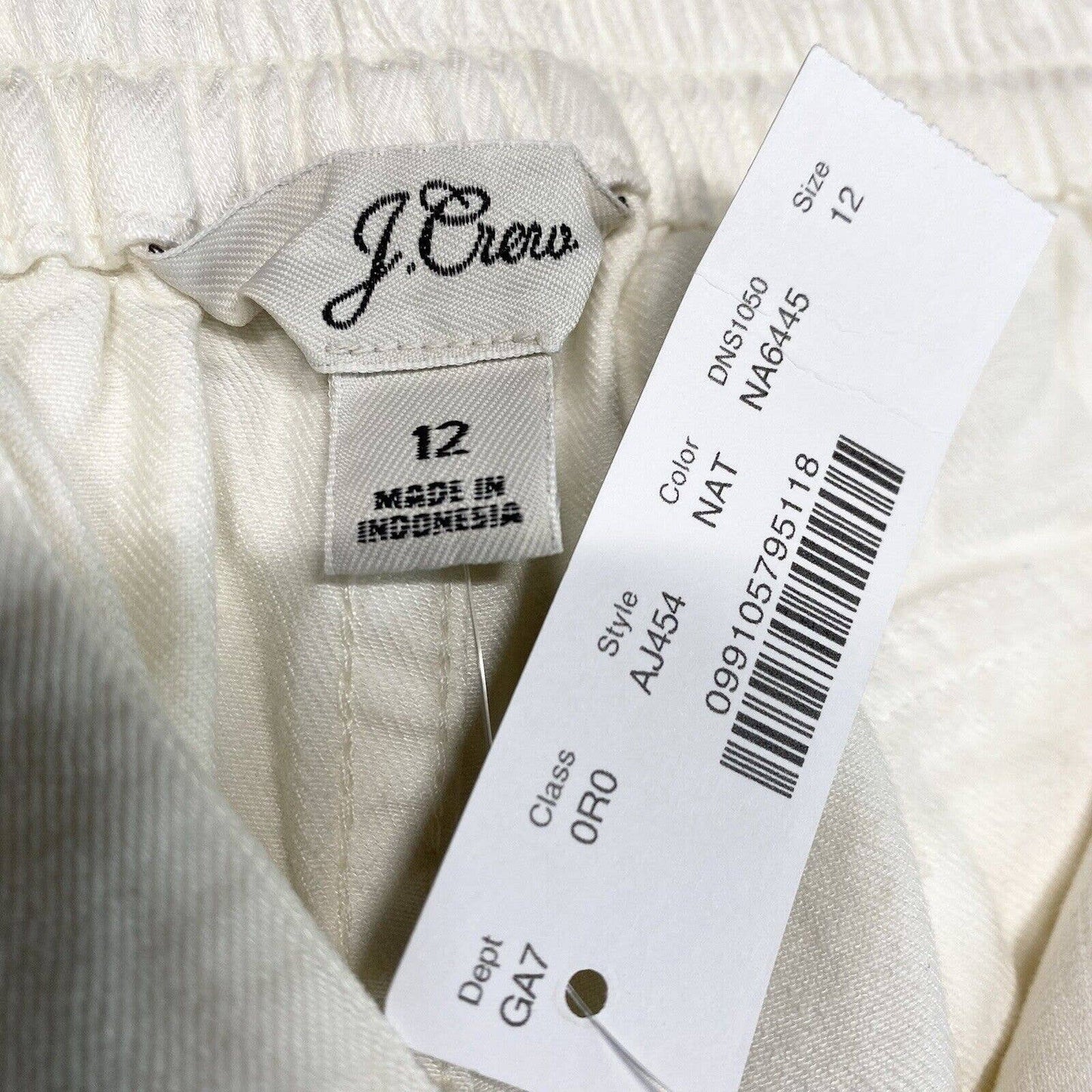 J Crew Seaside Crop Pants Sz 12 Hi-Rise Lyocell Off White Casual Ankle Crop NWT