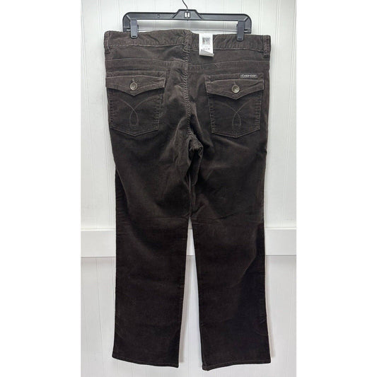 Calvin Klein Corduroy Jeans Womens 16 Dark Brown Straight/Wide Leg Preppy NEW