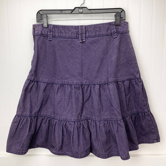 H&M L.O.G.G. Corduroy Ruffle Skirt Sz 8 Womens Purple Short 100% Cotton Side Zip