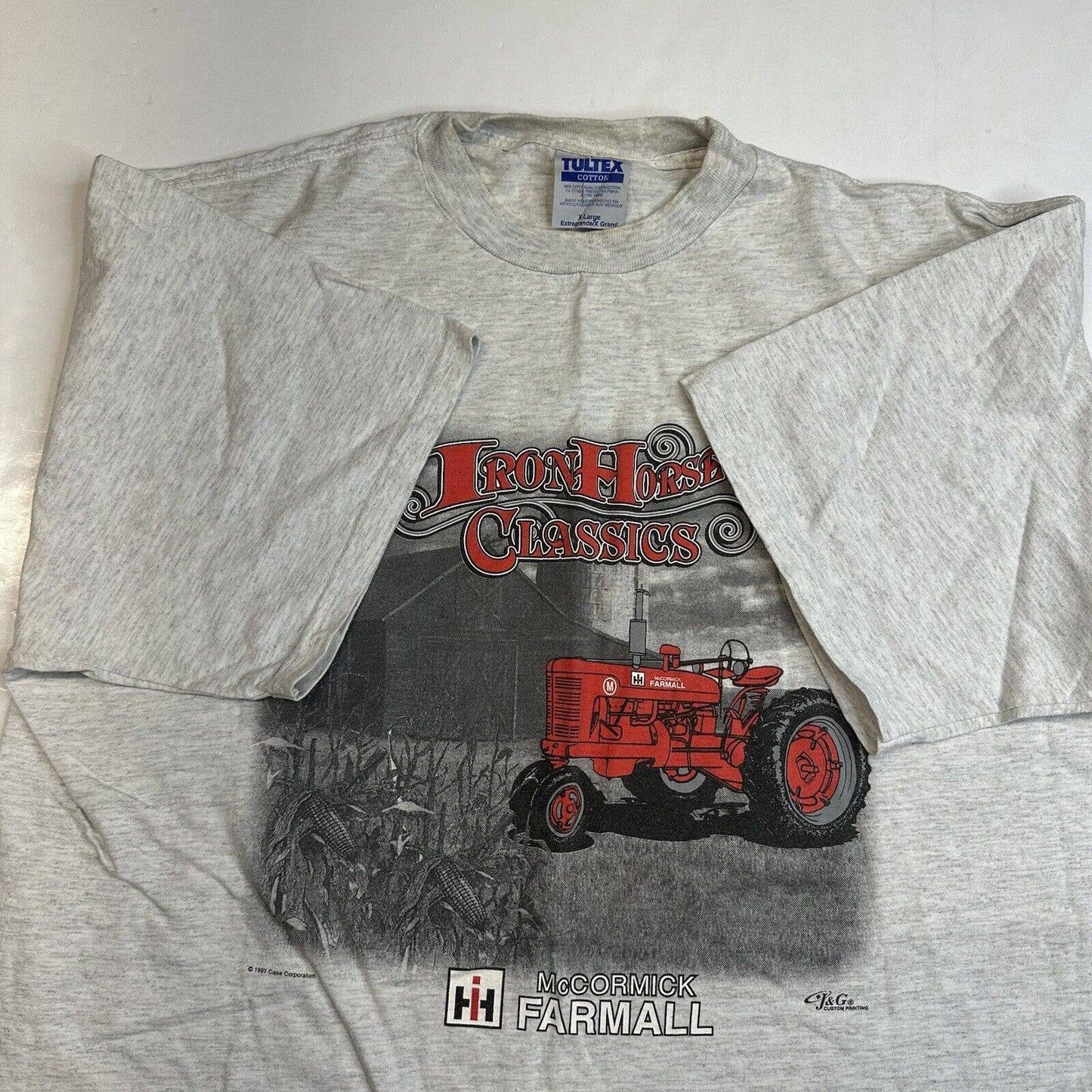 Vintage Farmall M Tractor TShirt XL Case International Harvester Tultex *Flaws